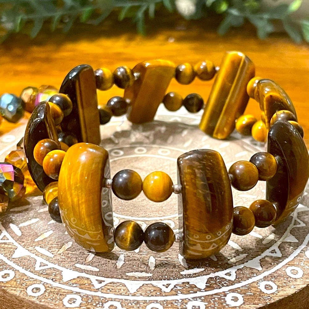 Genuine Tiger's Eye Doble Strand stone Bracelet